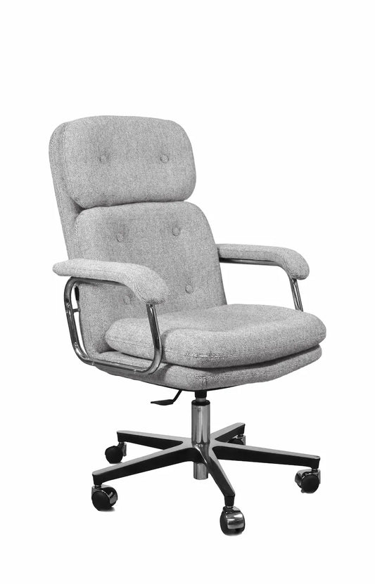 Chaise de bureau ergonomique en tissu sur roulettes avec accoudoirs et dossier haut HERITAGE 80 DIRECTION GRAND – Gris