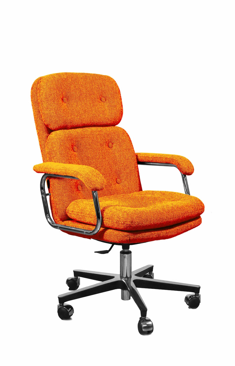 Chaise de bureau ergonomique en tissu sur roulettes avec accoudoirs et dossier haut HERITAGE 80 DIRECTION GRAND