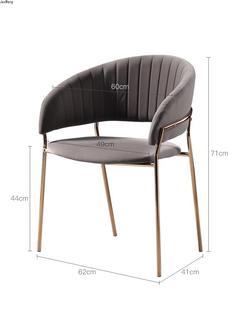 Chaise design velours et métal doré avec dossier incurvé