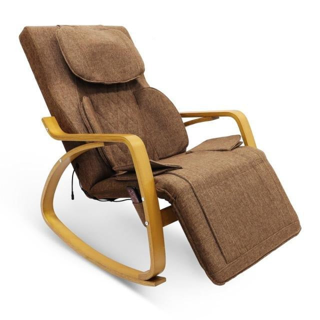 Fauteuil relax en tissu en bois avec option chauffante et massante