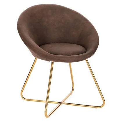 Chaise scandinave moderne assise ronde en velours et pieds en métal croisé