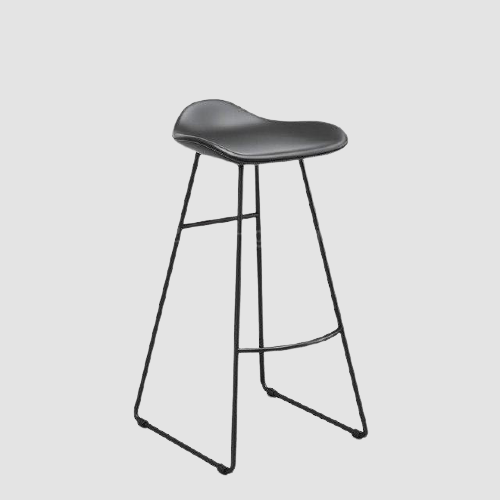Tabouret de bar moderne assise selle et pieds en métal noir
