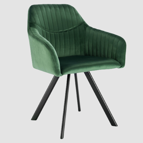 Chaise moderne en velours assise fauteuil avec pieds en métal noir