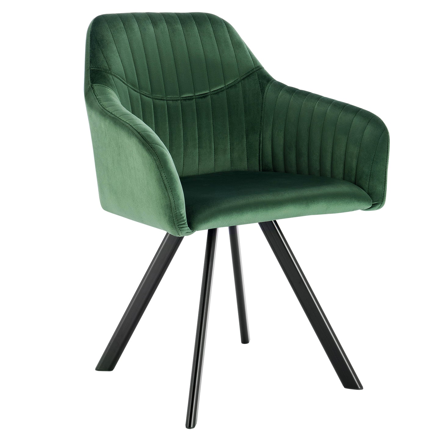 Chaise moderne en velours assise fauteuil avec pieds en métal noir