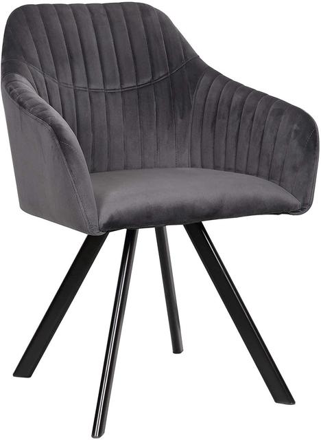 Chaise moderne en velours assise fauteuil avec pieds en métal noir