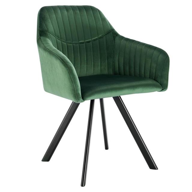 Chaise moderne en velours assise fauteuil avec pieds en métal noir