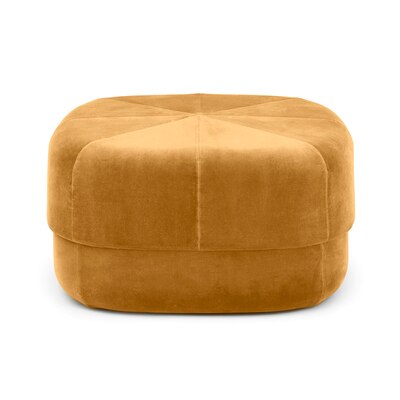 Banc de rangement minimaliste en velours moutarde