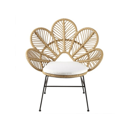 Chaise moderne en bois et rotin avec dossier pétales