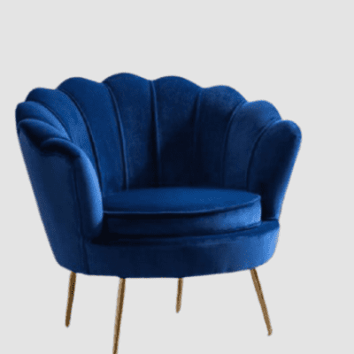 Fauteuil design à dossier fleur large en velours et métal doré