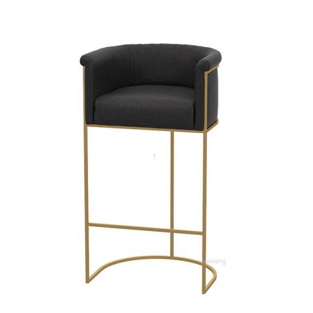 Chaise de bar design en métal doré et assise fauteuil en velours noir