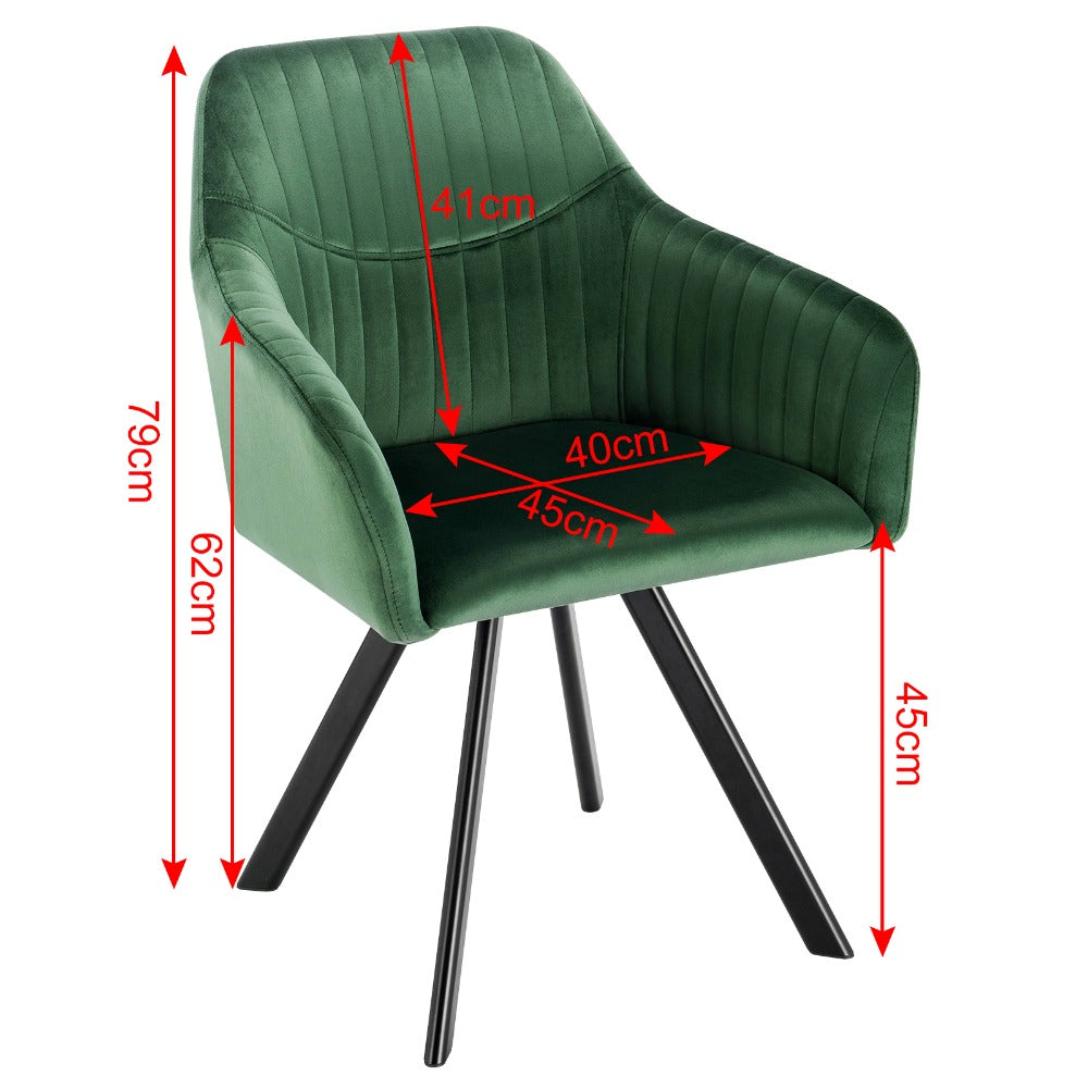 Chaise moderne en velours assise fauteuil avec pieds en métal noir