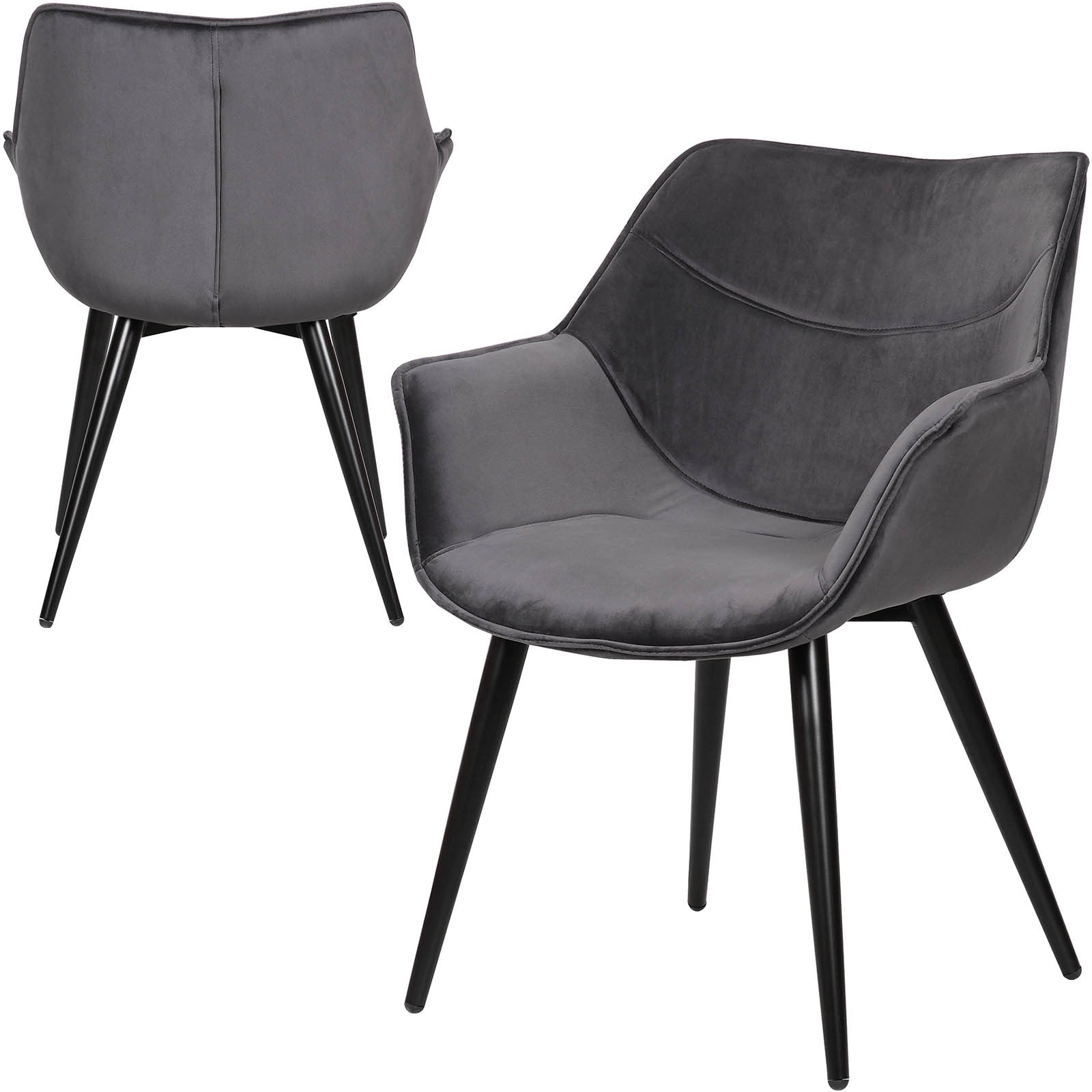 Fauteuil design velours et métal noir Concepto
