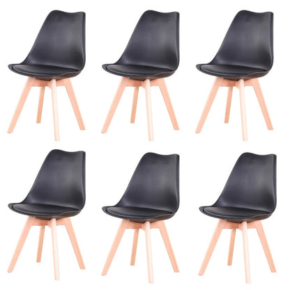 Chaise scandinave pieds en bois clair et assise résine (lot de 6)