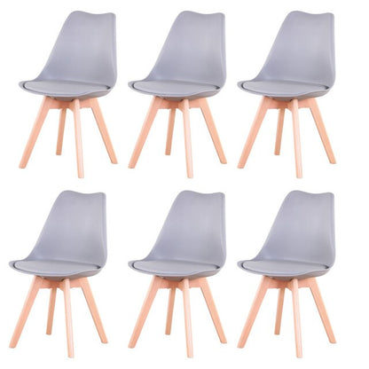 Chaise scandinave pieds en bois clair et assise résine (lot de 6)