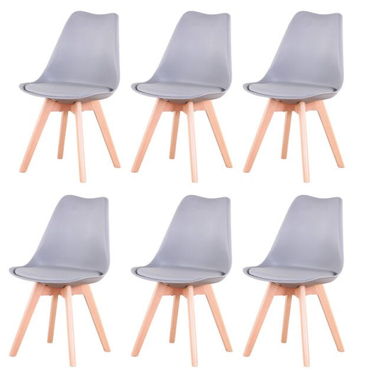 Chaise scandinave pieds en bois clair et assise résine (lot de 6) – Gris
