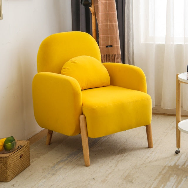 Fauteuil scandinave moderne confort jaune