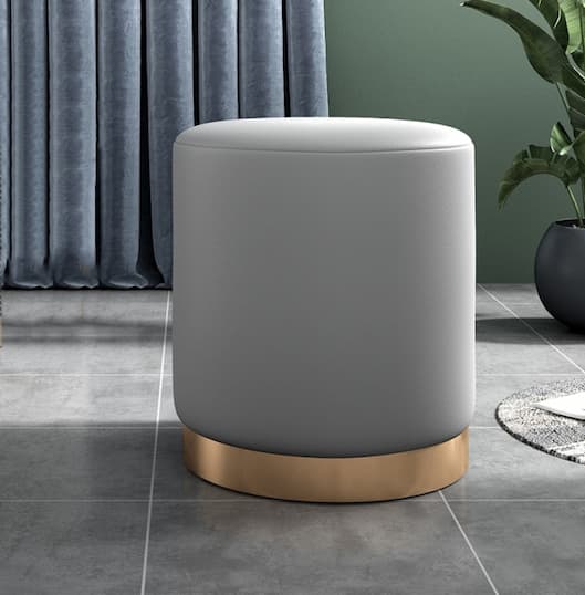 Tabouret design rond en métal et tissu
