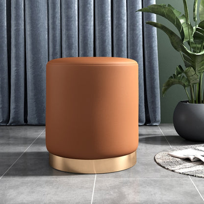 Tabouret design rond en métal et simili camel