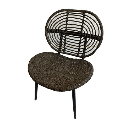 Chaise en rotin assise large et armature en métal