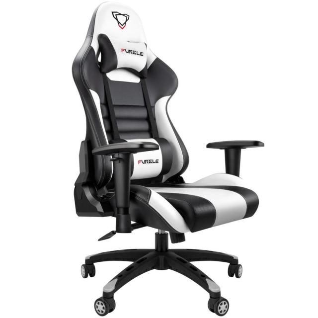 Chaise de bureau ergonomique sur roulettes avec accoudoirs GAMY noire et blanche