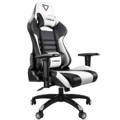 Chaise de bureau ergonomique sur roulettes avec accoudoirs GAMY noire et blanche