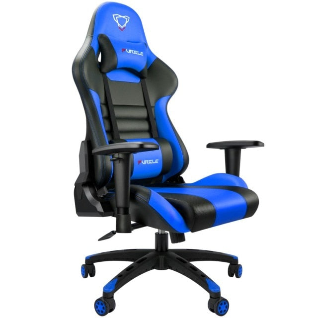 Chaise de bureau ergonomique sur roulettes avec accoudoirs GAMY noire et bleue