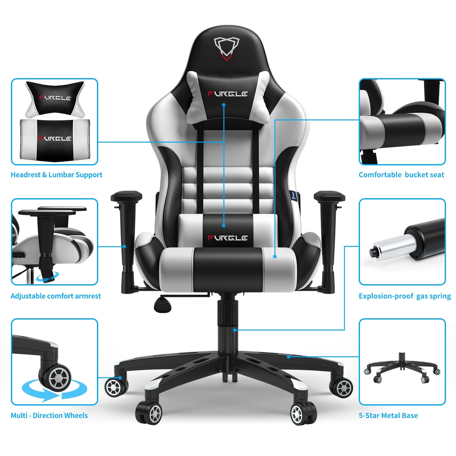 Chaise de bureau ergonomique sur roulettes avec accoudoirs GAMY