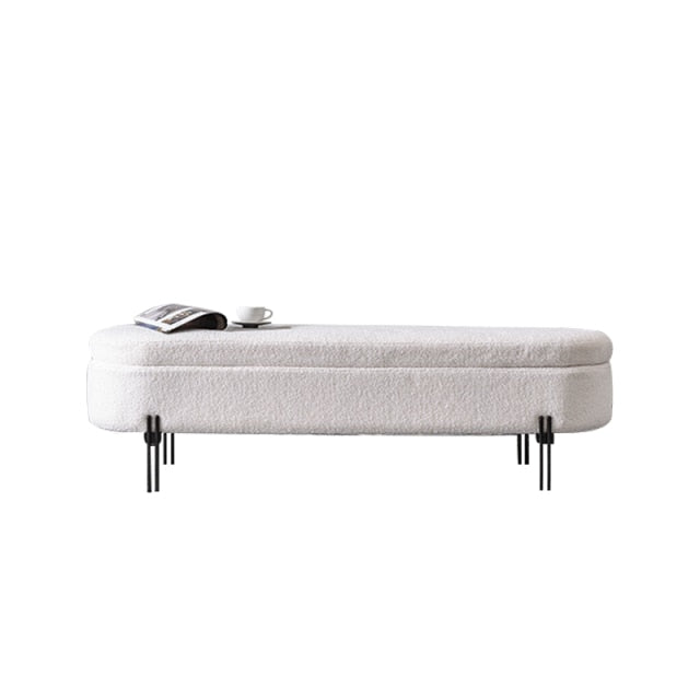 Banc de rangement design en flanelle texturée