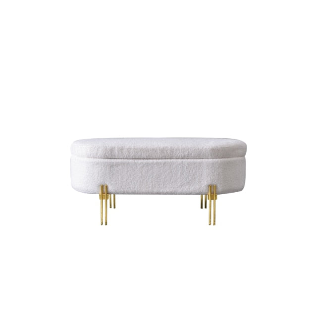 Banc de rangement design en flanelle texturée