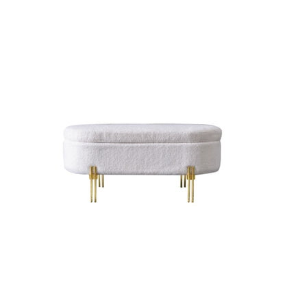 Banc de rangement design en flanelle texturée