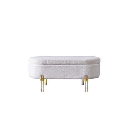 Banc de rangement design en flanelle texturée