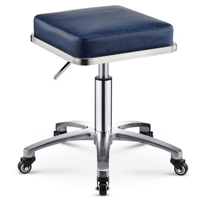 Tabouret à roulettes design avec assise carré et armature inox