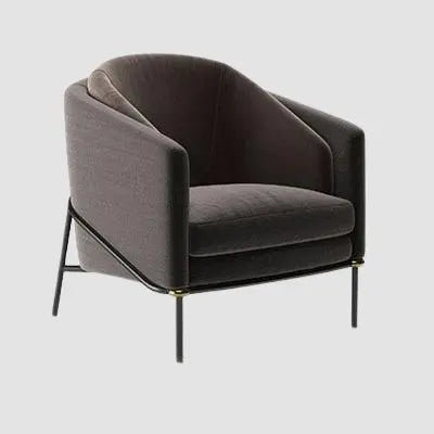 Fauteuil design scandinave en suédine et pieds en métal noir