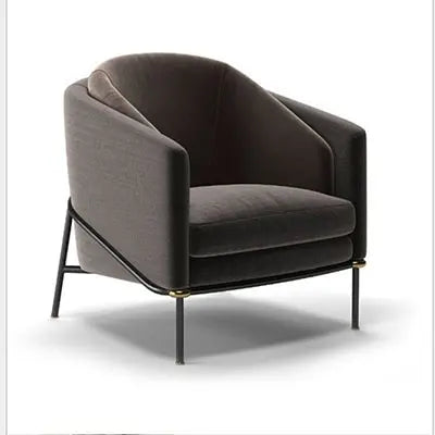 Fauteuil design scandinave en suédine et pieds en métal noir