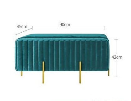 Banc design en velours et pieds en métal doré fins