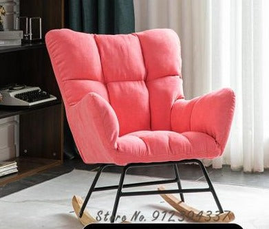 Fauteuil scandinave à bascule rembourré tissu et bois