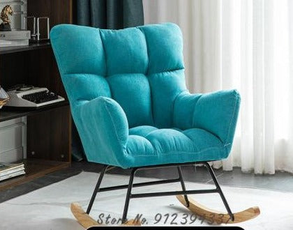 Fauteuil scandinave à bascule rembourré tissu et bois