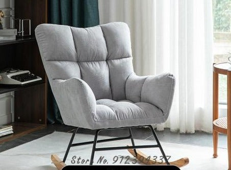 Fauteuil scandinave à bascule rembourré tissu et bois
