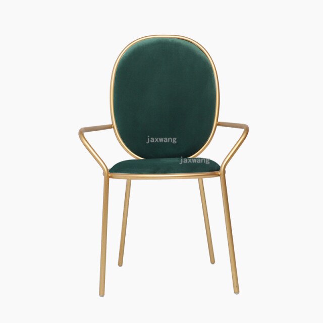 Chaise médaillon design en métal doré et velours
