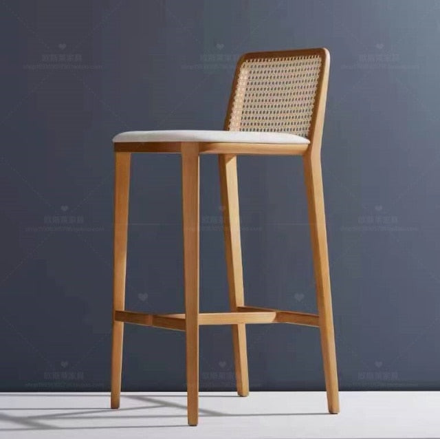 Chaise moderne en bois et rotin bohème