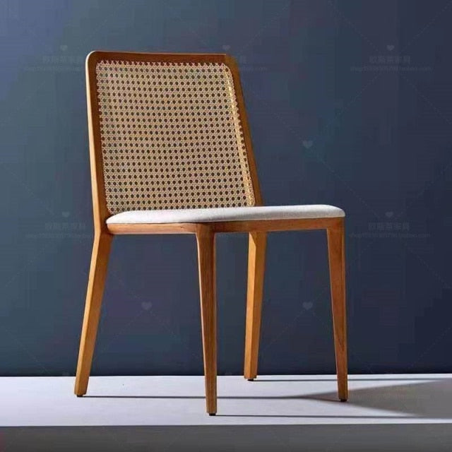 Chaise moderne en bois et rotin bohème