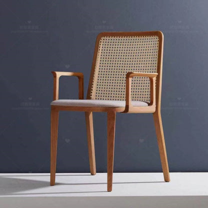 Chaise moderne en bois et rotin bohème