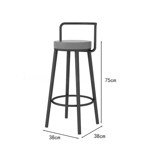 Tabouret de bar moderne en métal avec dossier minimaliste