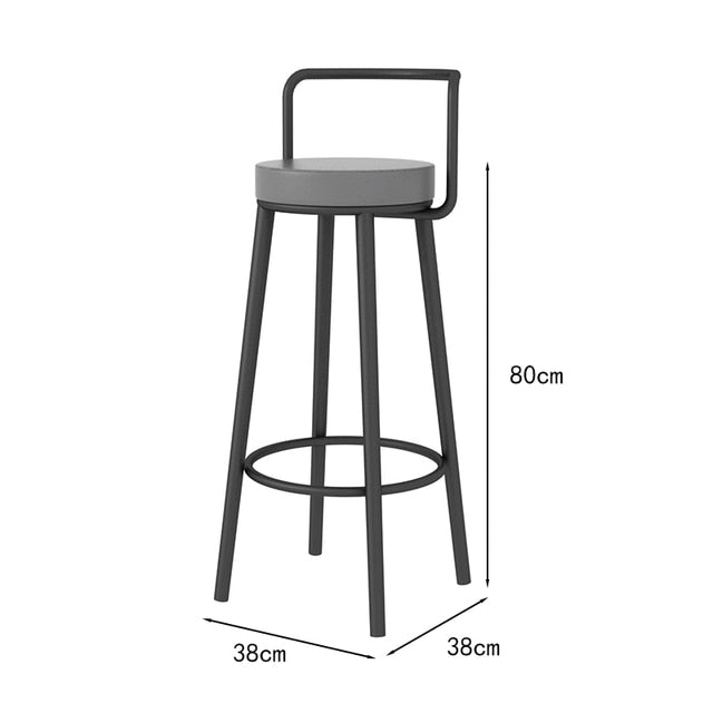 Tabouret de bar moderne en métal avec dossier minimaliste