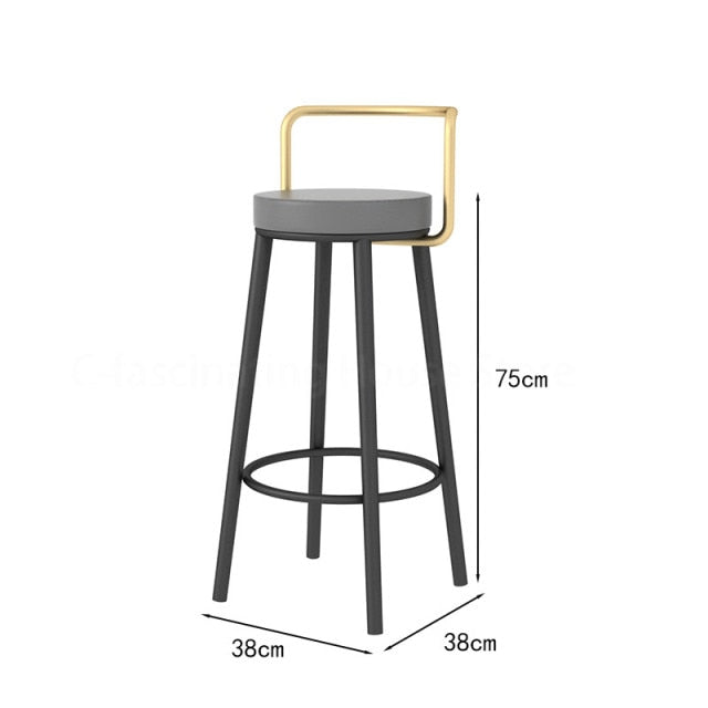 Tabouret de bar moderne en métal avec dossier minimaliste