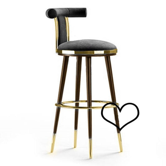Chaise de bar design chic en velours et métal – Gris