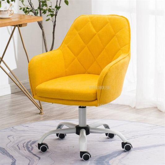 Fauteur de bureau ergonomique en tissu sur roulette – Jaune