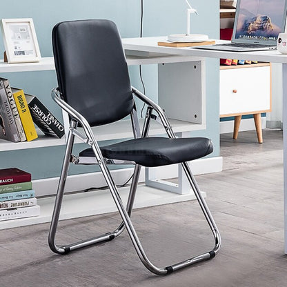 Chaise pliable assise confort rembourrée en similicuir et métal