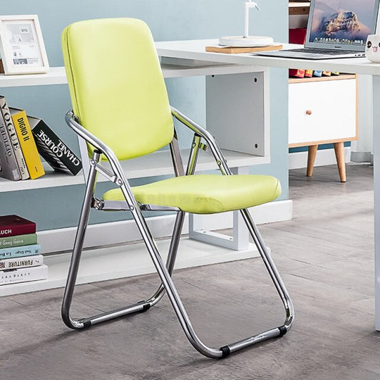 Chaise pliable assise confort rembourrée en similicuir et métal – Jaune