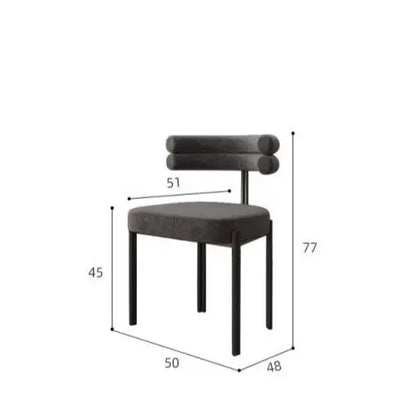 Chaise design italien en métal et velours avec dossier semi circulaire